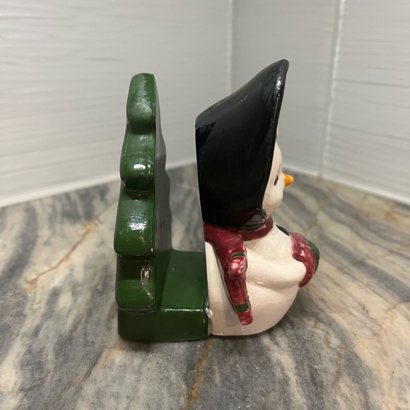 Vintage Christmas Lady Snowman Ceramic Napkin Holder ES Molds
Approx 4.5” tall - Picture 4 of 9